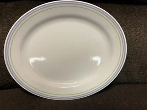 Seltene Corelle Moonglow ovale 9,5" Platte mit lila, blauen & grünen Streifen - Bild 1 von 2