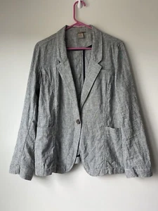 DULUTH TRADING CO HEMP JACKET WOMENS SZ 14 STRIPE LIGHTWEIGHT BLAZER - Picture 1 of 6