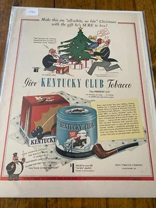 Vintage 1941 Kentucky Club Pipe Tobacco All White No Bite Christmas ad - Picture 1 of 1