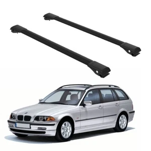 Roof Rack Cross Bars Set For BMW 3 Series E91 Touring 2005-2012 Black set - Picture 1 of 20