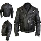 Men's Punk Rock Motorcycle Jacket Faux Leather Multi-zipper Casual Retro Biker L