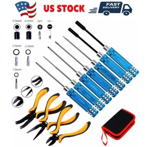 10 IN1 RC Tools Kits Box Set Durable Screwdriver Pliers Hex Sleeve Socket Repair - Picture 1 of 13