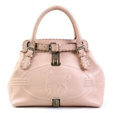 Auth FENDI Selleria Handbag Pink Leather/SIlvertone - h30205g