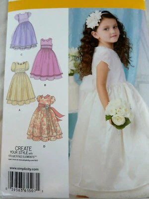 Simplicity 1507 Flower Girl 1st Communion Party Dress gathered skirt s 4 5 6 7 8 - Image 1 of 2
