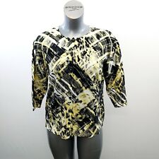 CJ Banks Women's Button Up Cardigan Sweater Size X Yellow Black Patterned 