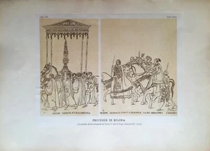 CORONACIÓN DE CARLOS V, BOLONIA,COLECCIÓN DE 7 LITOGRAFÍAS. Francisco Aznar,1881 - Imagen 1 de 7
