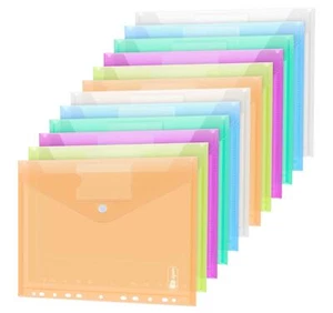 24 Pack Plastic Envelope Document Folders with Label Pocket and Snap Button, A4 - Picture 1 of 8