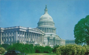 Vintage Capitol Building w Blue Skies Washington DC Postcard - Picture 1 of 2
