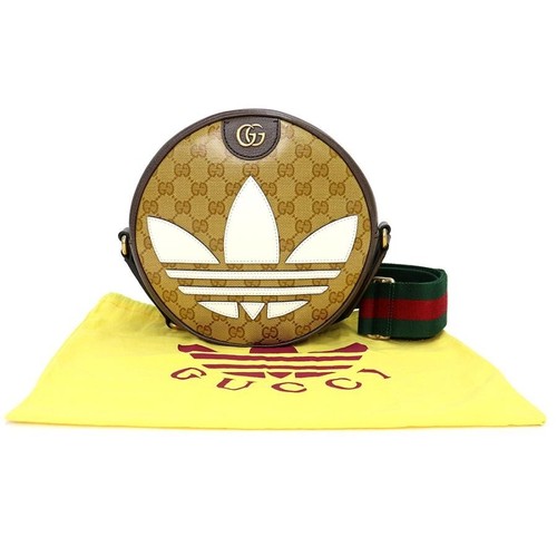 Borsa a tracolla Gucci×Adidas Ophidia piccola pelle PVC marrone 702640 logo modello GG