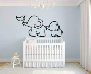 Elephant Parade Cute Animal Home Kids Room Wall Sticker Vinyl Art Decals Decor - Picture 1 of 4