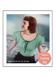 1940s Pin Up Sweater Vintage Knitting Pattern Copy - Picture 1 of 2