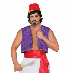 Men's Aladdin Desert Prince Fancy Dress Party Outfit Genie Vest Costume Purple - Picture 1 of 1