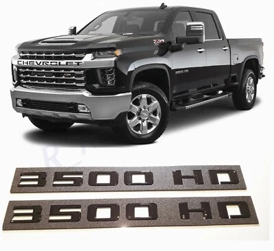 Placa de identificación emblema de puerta negra brillante 2019+ nueva Silverado 3500HD 3500 HD de 2 piezas Foto 1 de 4