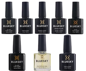 BLUESKY TOP AND BASE COAT-Nail Gel Polish UV LED Top Coat, No Wipe,10ml,15ml - Picture 1 of 26