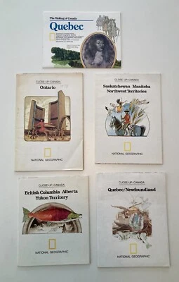 Lote 4 mapas de National Geographic de cerca de Canadá Ontario BC Manitoba Quebec + 1 Foto 1 de 4