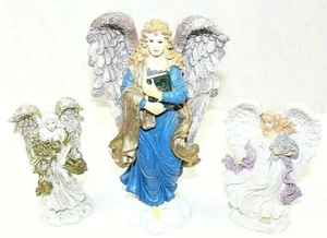 3 ANGELI SPLENDIDAMENTE DIPINTI A MANO CAMMINANDO SULLE NUVOLE ARREDAMENTO CASA E DA COLLEZIONE - Foto 1 di 2