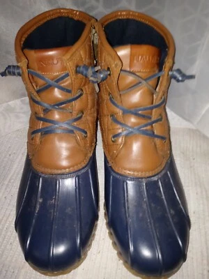 Nautica Dorsay темно-синий носок и коричневый кожаный утка ботинки женщин Sz 10 б/у - Изображение 1 из 4