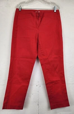 Pantalones al tobillo de algodón J. Jill talla 10 rojos informales carrera trabajo diario Foto 1 de 4