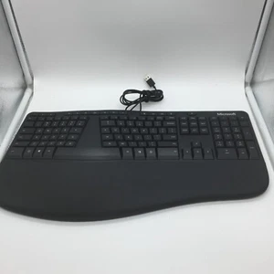 Microsoft LXM-00001 Model 1878 Wired USB 2.0 Ergonomic Keyboard Black Free S/H - Picture 1 of 4