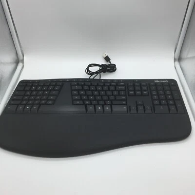 Microsoft LXM-00001 Model 1878 Wired USB 2.0 Ergonomic Keyboard Black Free S/H - Image 1 of 4