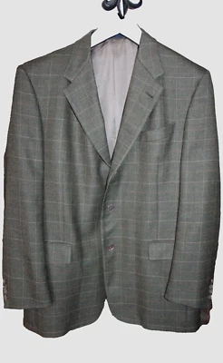 BURBERRY London Sport Blazer Mens 44L Brown Windowpane 3 Button USA Union - Image 1 of 4