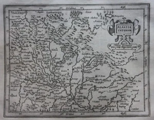 Mapa antiguo original ALEMANIA, FRANCIA, 'Alsatia Inferior', Mercator, Hondius 1637 - Imagen 1 de 4