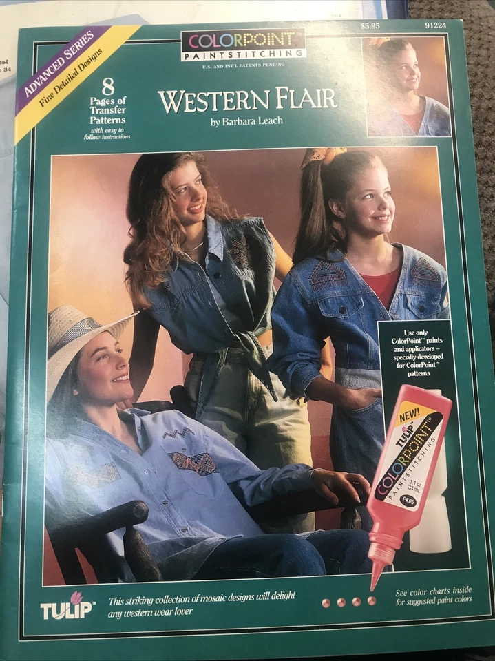 Sweater Pattern c1990 Colorpoint Paintstitching Stitch Western Flair Tulip R39 - Image 1 of 1