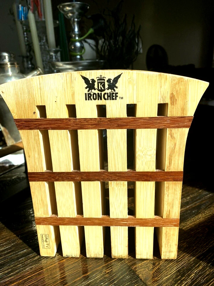 Железный шеф-повар бамбука дерева 5 слотов нож столовые приборы кухонные ножи хранения блок держатель - Изображение 1 из 4