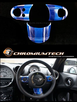 MK2 Mini Cooper R55 R56 R57 R58 R59 R60 R61 Blau Tartan Mf Lenkrad Abdeckung - Bild 1 von 3