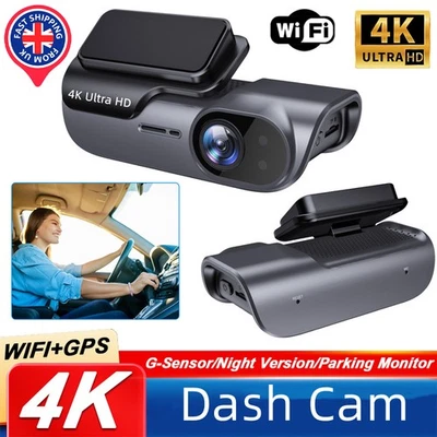 4K Dash Cam WiFi GPS Ultra HD Dash Camera Parking Mode Recorder Free 32GB Card, - Image 1 of 4