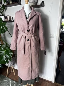 S’ebo Paris Pink Belted Coat S Made in Italy New With Tags Elegant Long Style - Picture 1 of 10