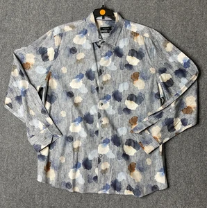 Bugatchi Mens 3XL Blue Abstract Print Colorful Long Sleeve Shirt  Shaped Fit - Picture 1 of 10