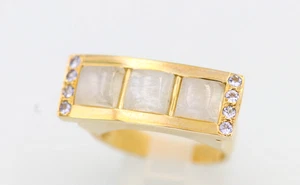 Mondstein-Goldring, massives Gelbgold * Sogni d'Oro * 10g, 9ct Gold 375 , Ø 18 m - Bild 1 von 5