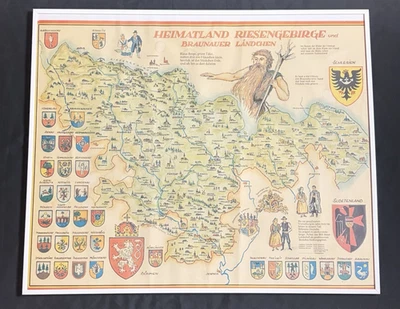 Heimatland Riesengebirge und Braunauer Ländchen Karte 60x50cm - Bild 1 von 4