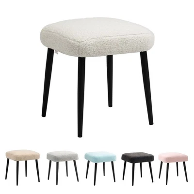 Fußhocker Sitzhocker Quadratischer Schminkhocker mit Kaschmir-Optik, Stahlbeine - Bild 1 von 4