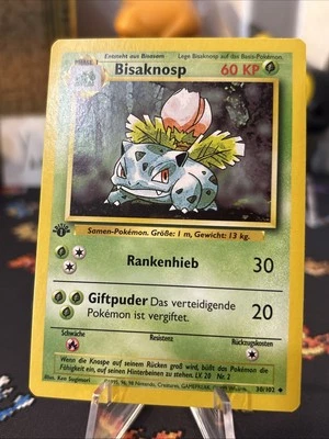 Pokemon Card Ivysaur BISAKNOSP GERMAN 1st Edition Base Set 30/102 Uncommon Clean - Image 1 of 4