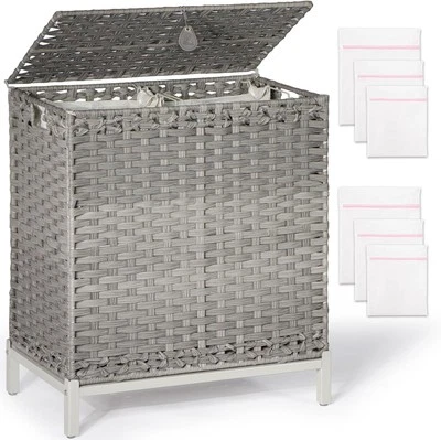 Laundry Hamper with 2 Removable Liner Bags, 112L Handwoven Rattan Laundry Basket - Image 1 of 4