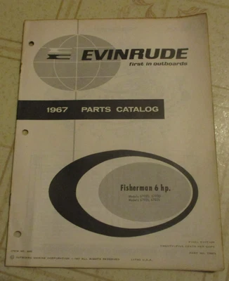 1967 Evinrude Fisherman 6 hp 6702d 6703d 6702s  Outboard Parts Catalog Manual - Image 1 of 3