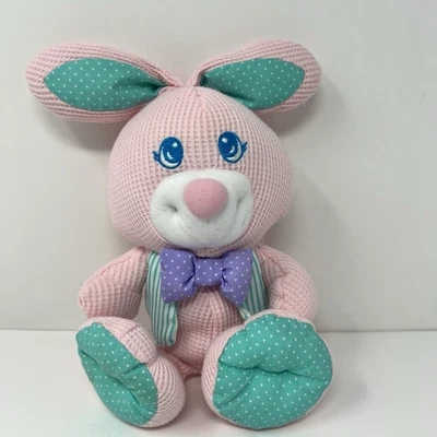 Fisher Price 1997 Easter Cozie Pink Bunny Rabbit Plush Waffle Knit Stuffed Toy - Image 1 of 4