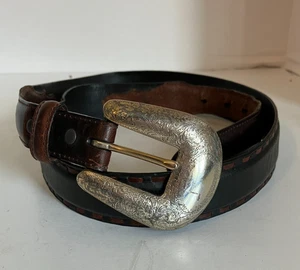 Resistol schwarzer Western Ledergürtel mit silberner Schnalle Größe - 40/100 Style - R1201703 - Bild 1 von 9