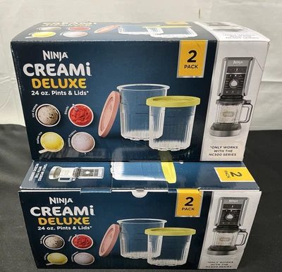 Lot of 2 - New Authentic NINJA Creami Deluxe 24oz Pints 2 Pack. Fits NC500 - Image 1 of 4