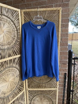 LL Bean Sweater Men’s Large Reg Blue Cashmere Cotton Blend Pullover Warm - Image 1 of 4
