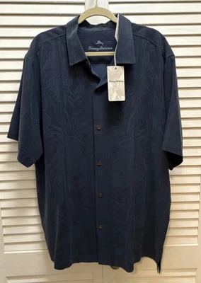 TOMMY BAHAMA Tahitian Border Size XXL/TTG 100% Silk Wood Buttons Navy Blue NWT - Image 1 of 4
