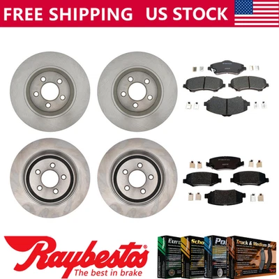 Rotores de freno delanteros traseros y pastillas de freno metálicas para Jeep Liberty 2008-2012 Foto 1 de 4