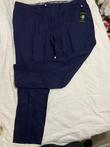 NWT Lauren Ralph Lauren Edgewood Ultraflex Linen Pants Navy Sz 48 X 32 - Picture 1 of 4