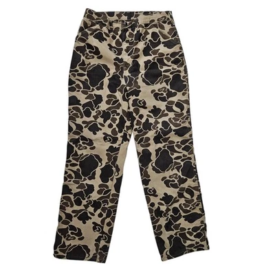 Calça de caça vintage Duxbak (masculino 32) camuflada pato forrada de lona isolada feita nos EUA - Imagem 1 de 4