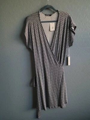 Nordstrom Tart Collections Navy White Geometric Midi Wrap Dress Size Large NWT - Imagem 1 de 4