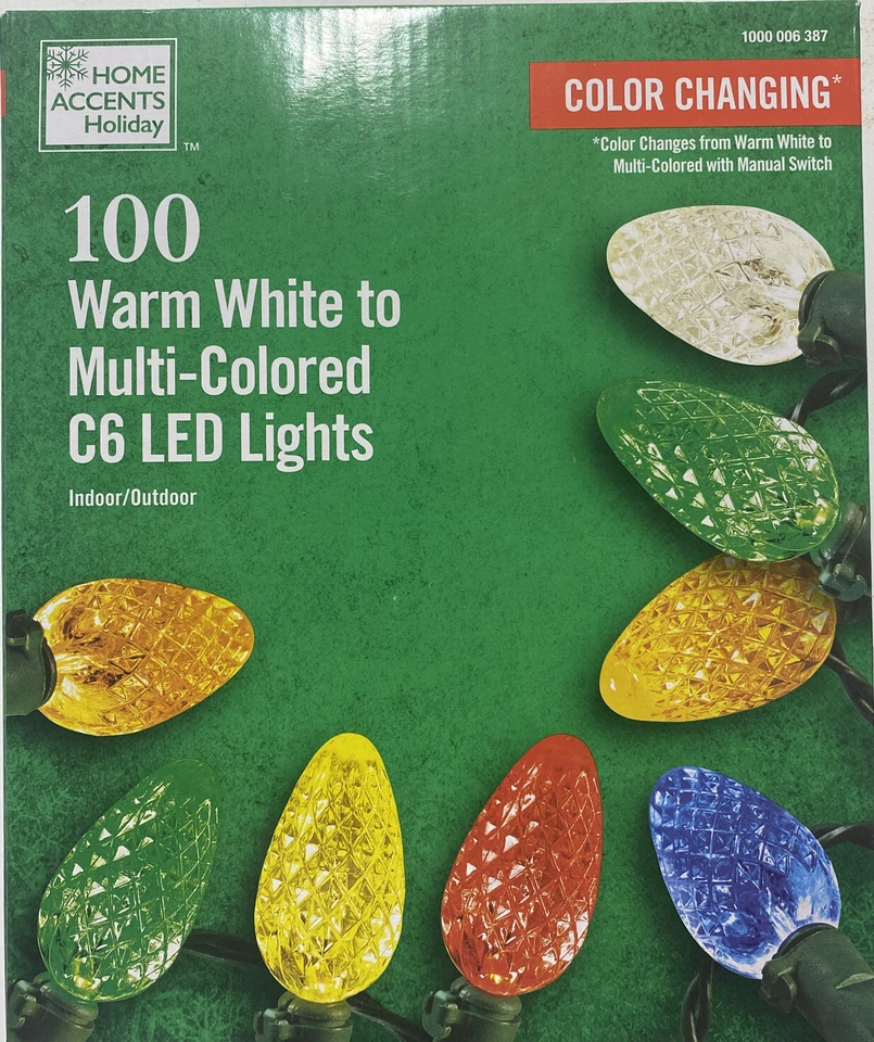 Home Accents Holiday 100 LED C6 Warm White/multi Color Changing Lights 33ft