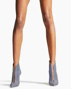 $1950 Designer JIMMY CHOO Women Clear Front Glittered Woven Heels Ankle Boots 40 - Picture 1 of 10