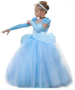Cinderella Dress Princess Costume Halloween Party Dress up Blue 6-7 Years - Picture 1 of 5